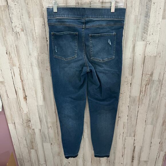 Spanx Distressed Denim High Rise Elastic Waist Jeggings Skinny Jeans Medium - Picture 4 of 8
